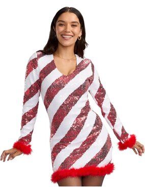 Festive Sequin Dress for Women - Fun Holiday Scoop Neck Christmas Party Outfit